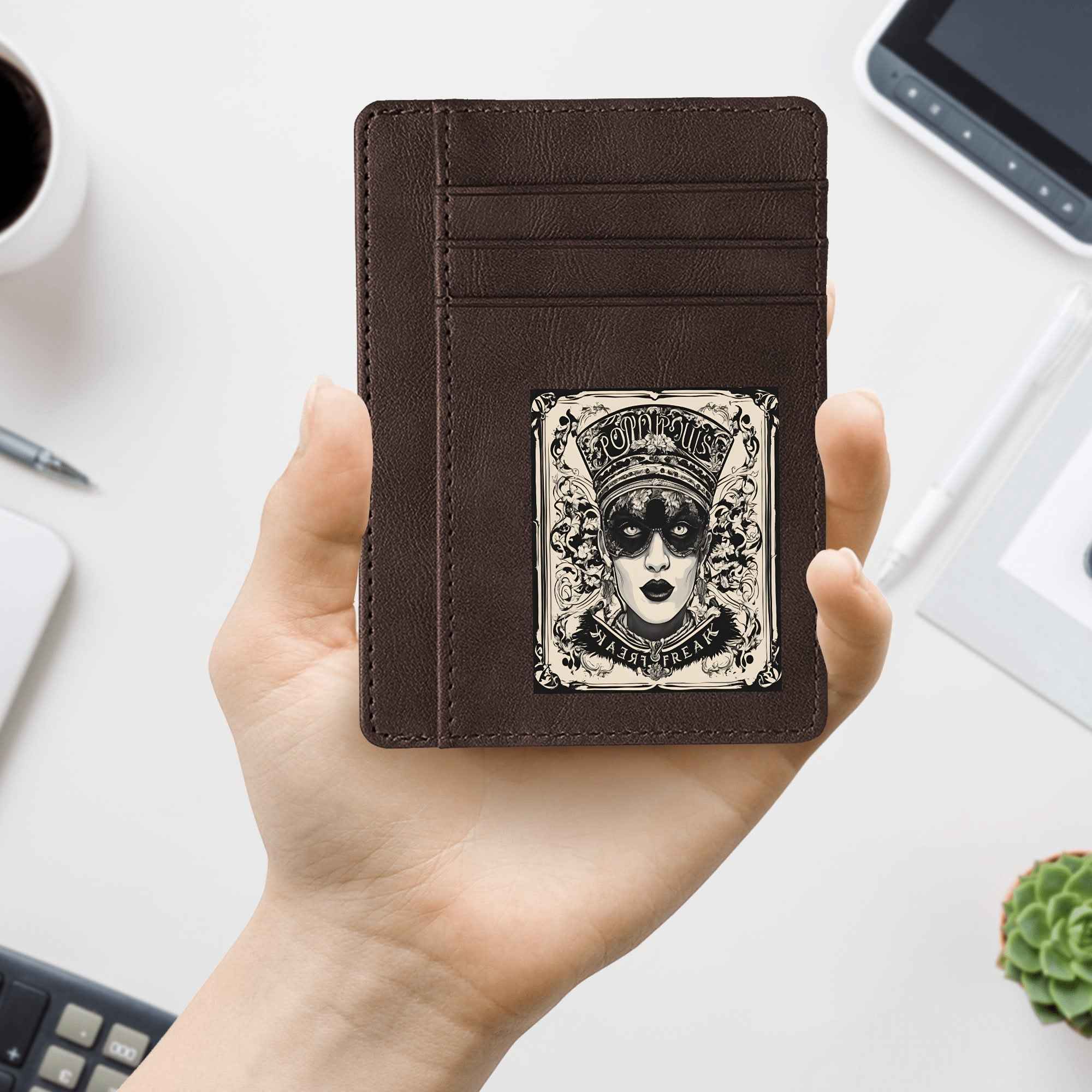 Minimalist Leather Wallet for ID Cards - Front Pocket Blocking Design