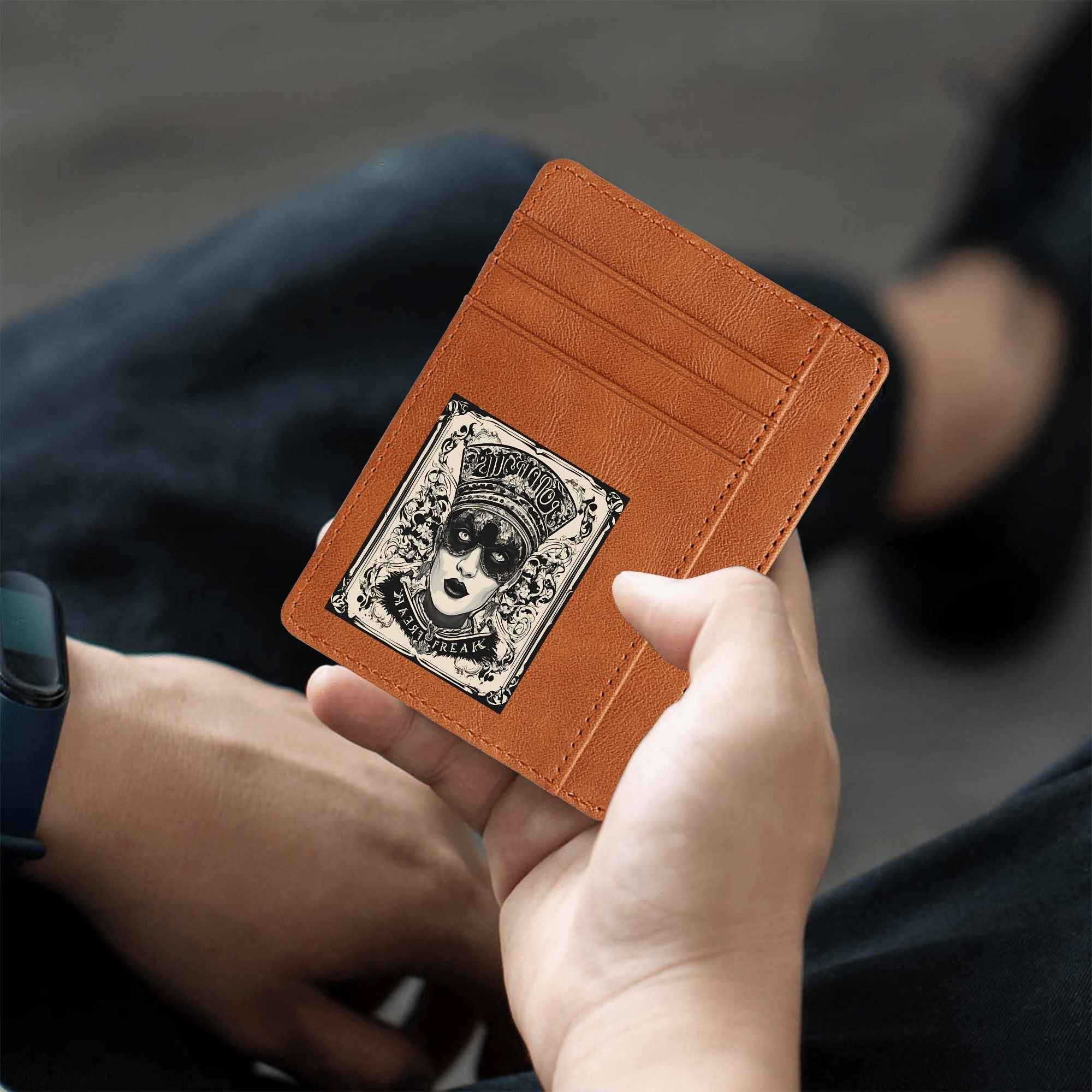 Minimalist Leather Wallet for ID Cards - Front Pocket Blocking Design