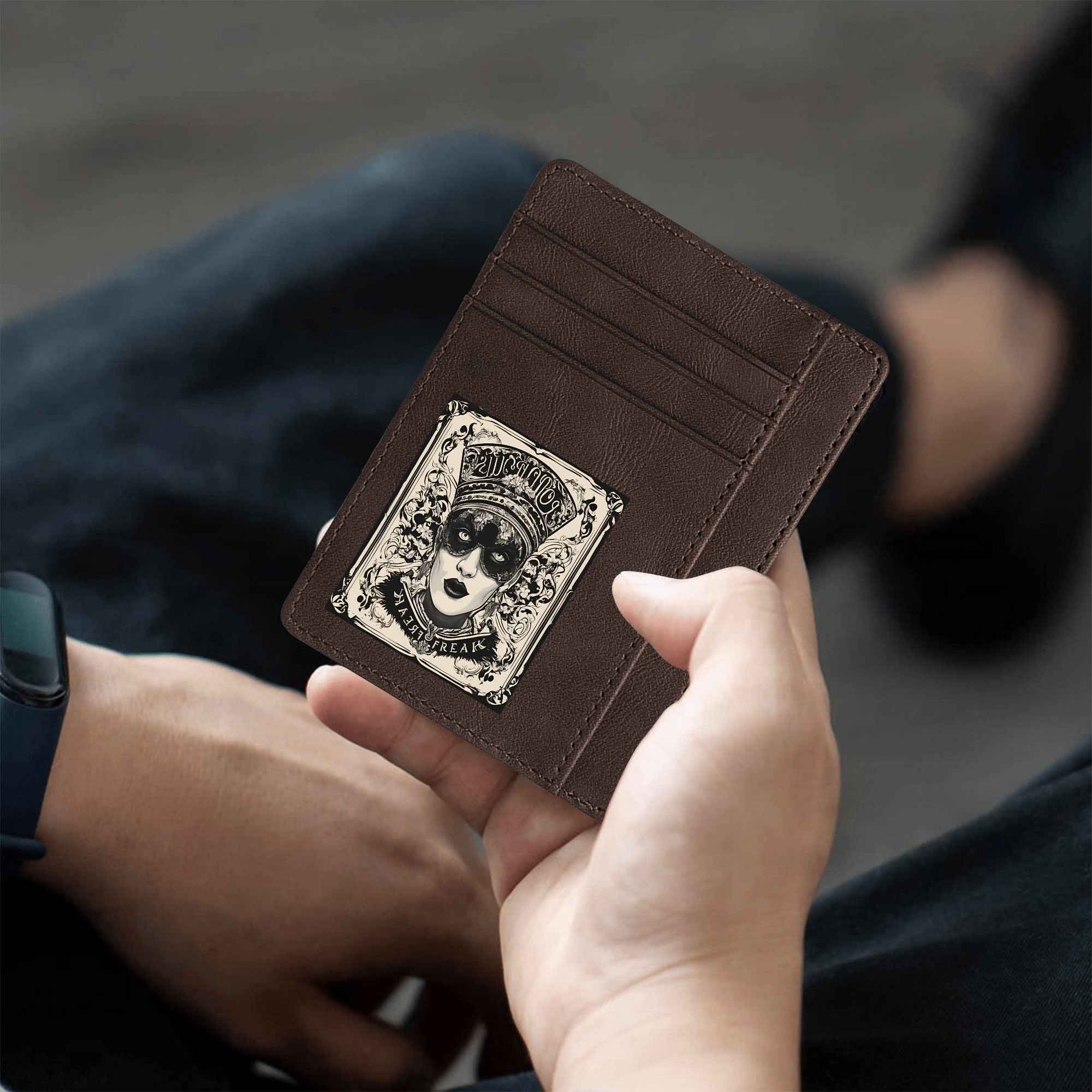 Minimalist Leather Wallet for ID Cards - Front Pocket Blocking Design