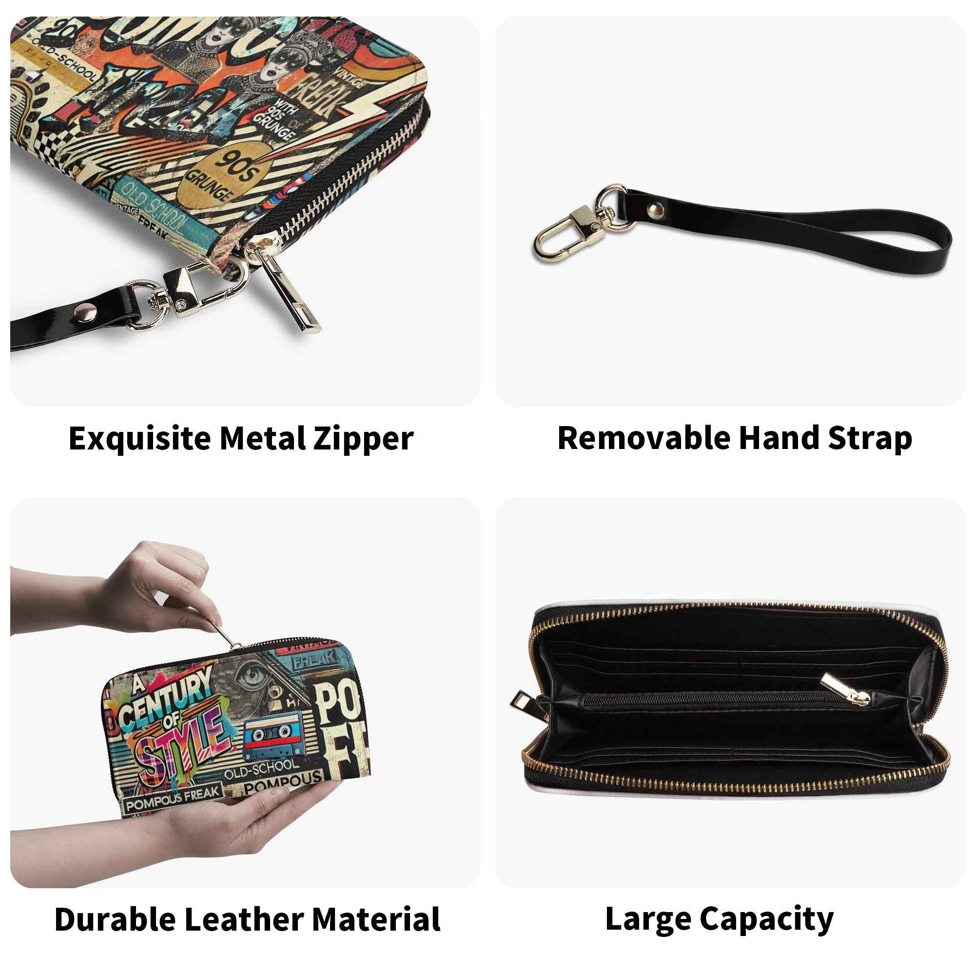 Pompous Freak Wallet Trendy Urban Collage PU Leather Accessory