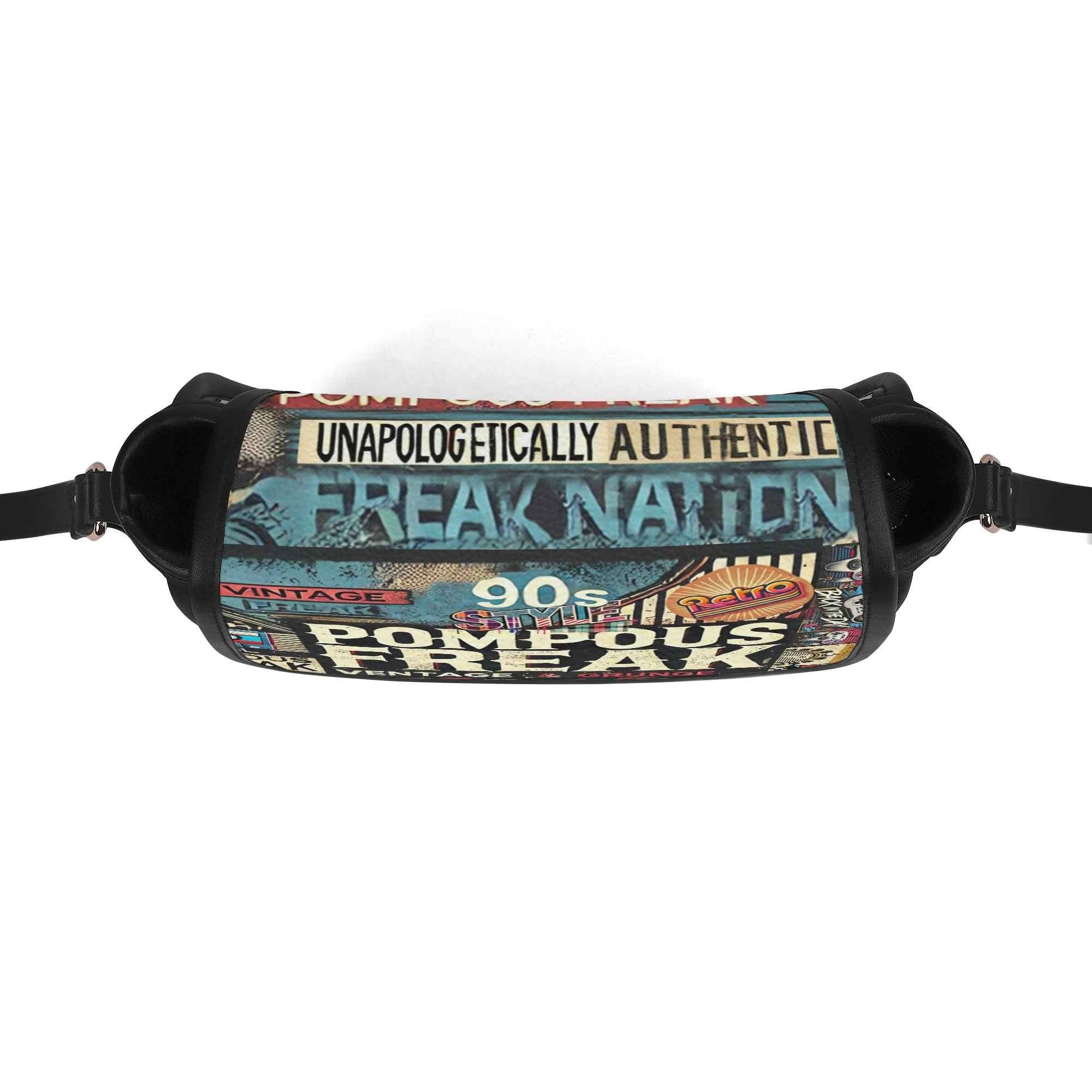 Pompous Freak Urban Saddle Bag - Trendy PU Leather Collage Design