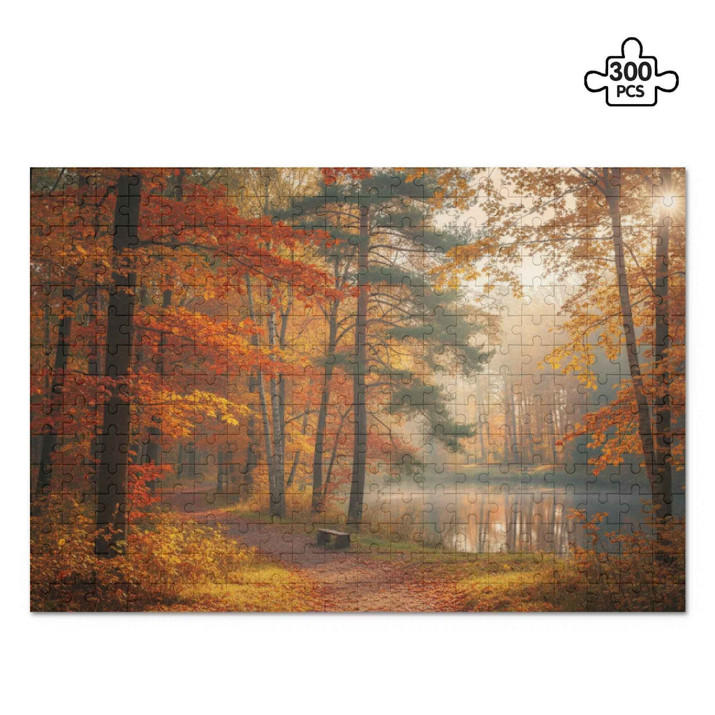 Misty Autumn Forest Wooden Jigsaw Puzzle