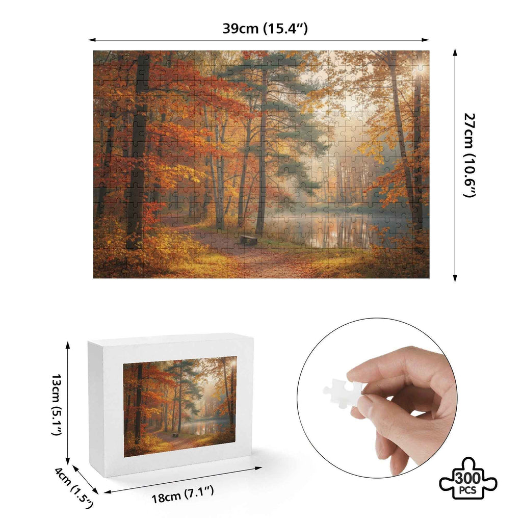 Misty Autumn Forest Wooden Jigsaw Puzzle