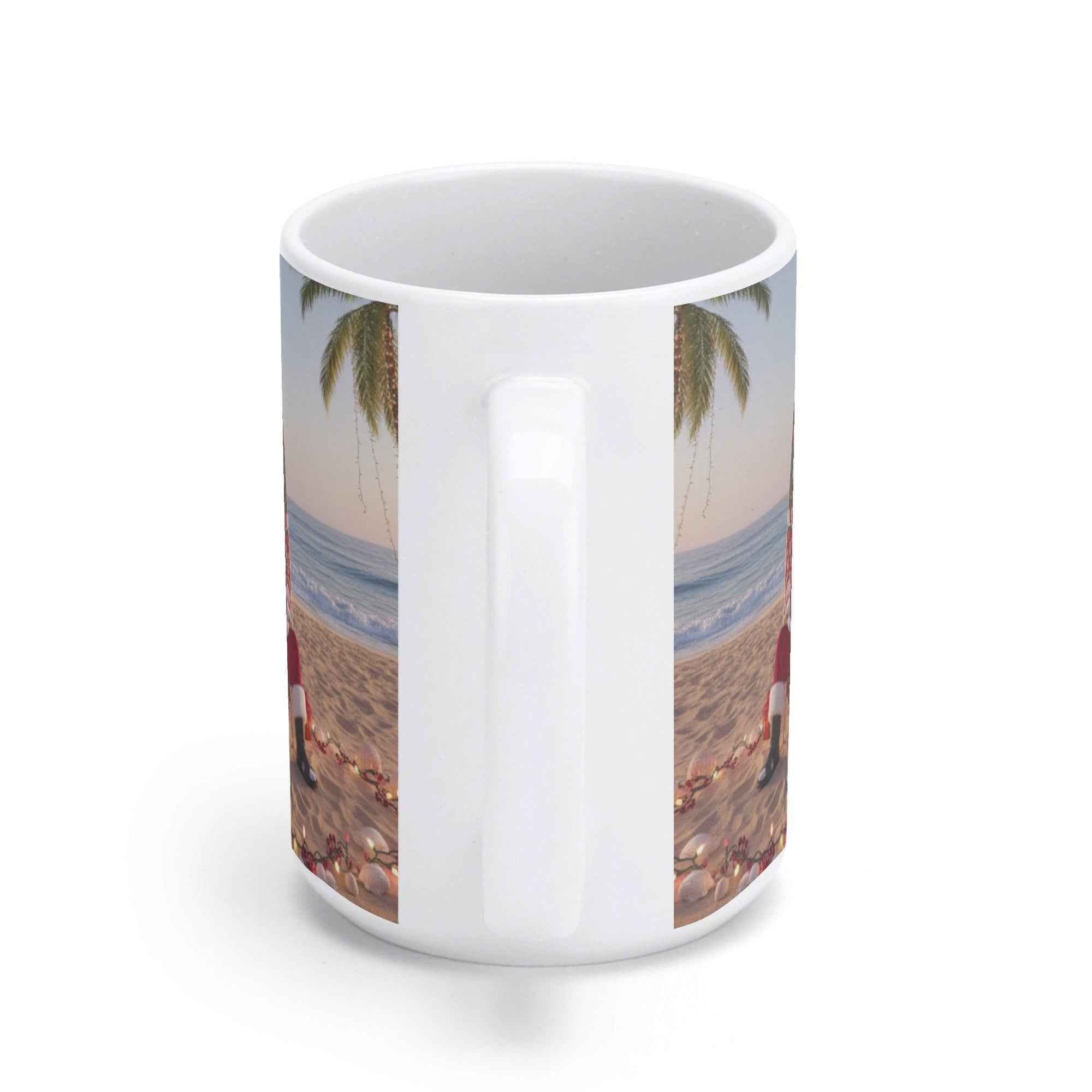Tropical Santa White Glossy Mug (15 oz)