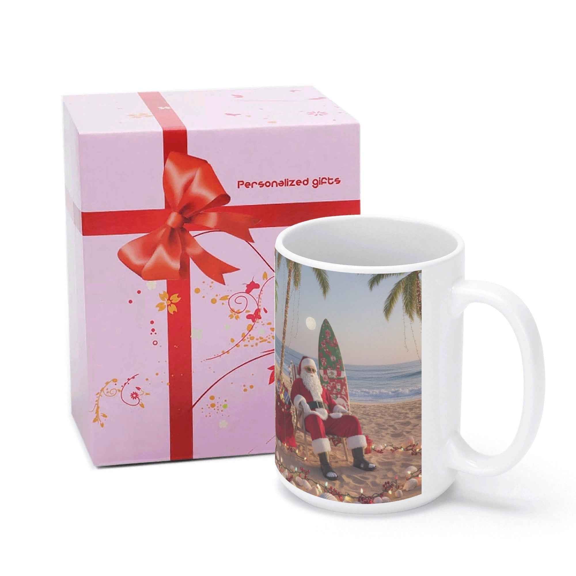 Tropical Santa White Glossy Mug (15 oz)