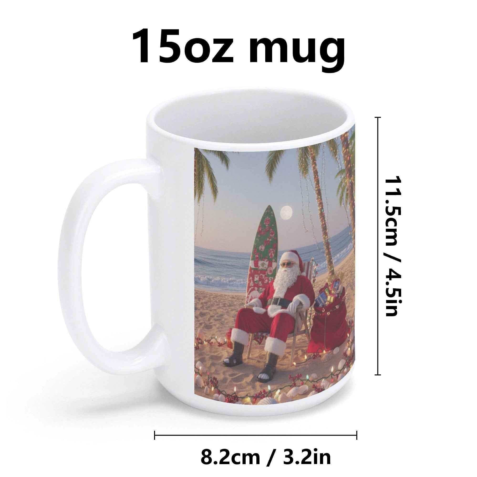 Tropical Santa White Glossy Mug (15 oz)