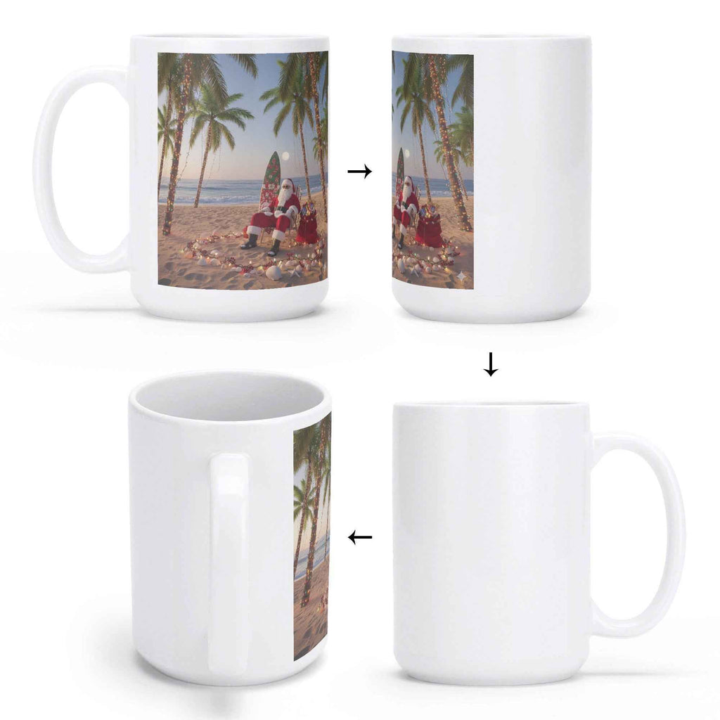 Right hand Tropical Santa White Glossy Mug (15 oz)