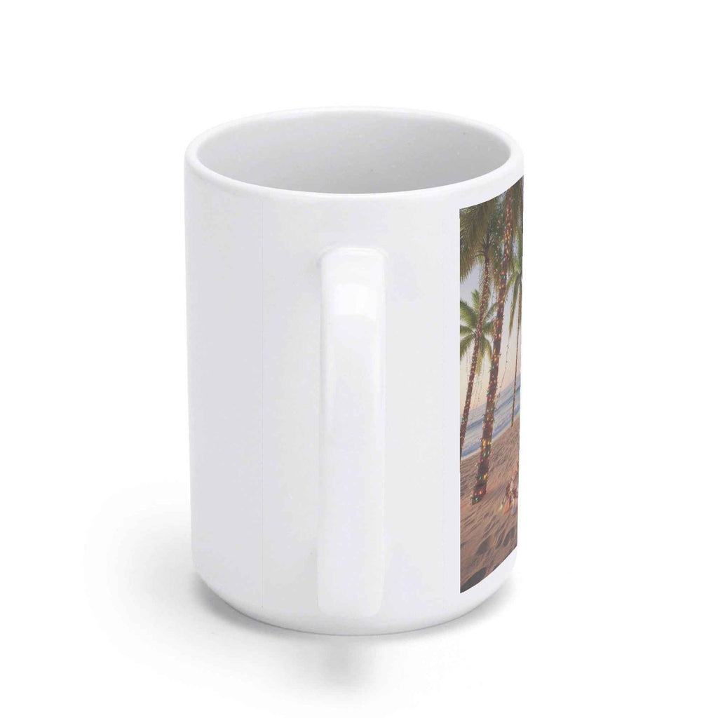 Right hand Tropical Santa White Glossy Mug (15 oz)