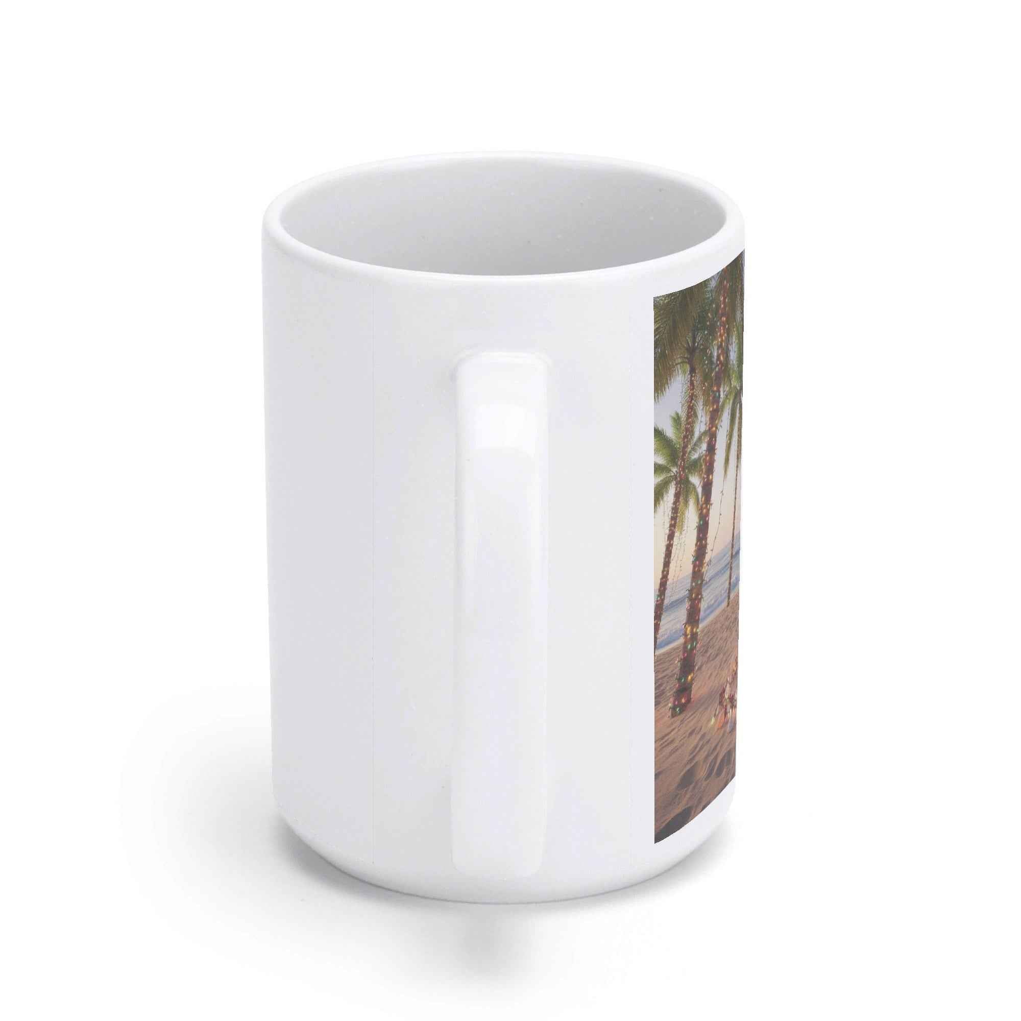 Right hand Tropical Santa White Glossy Mug (15 oz)
