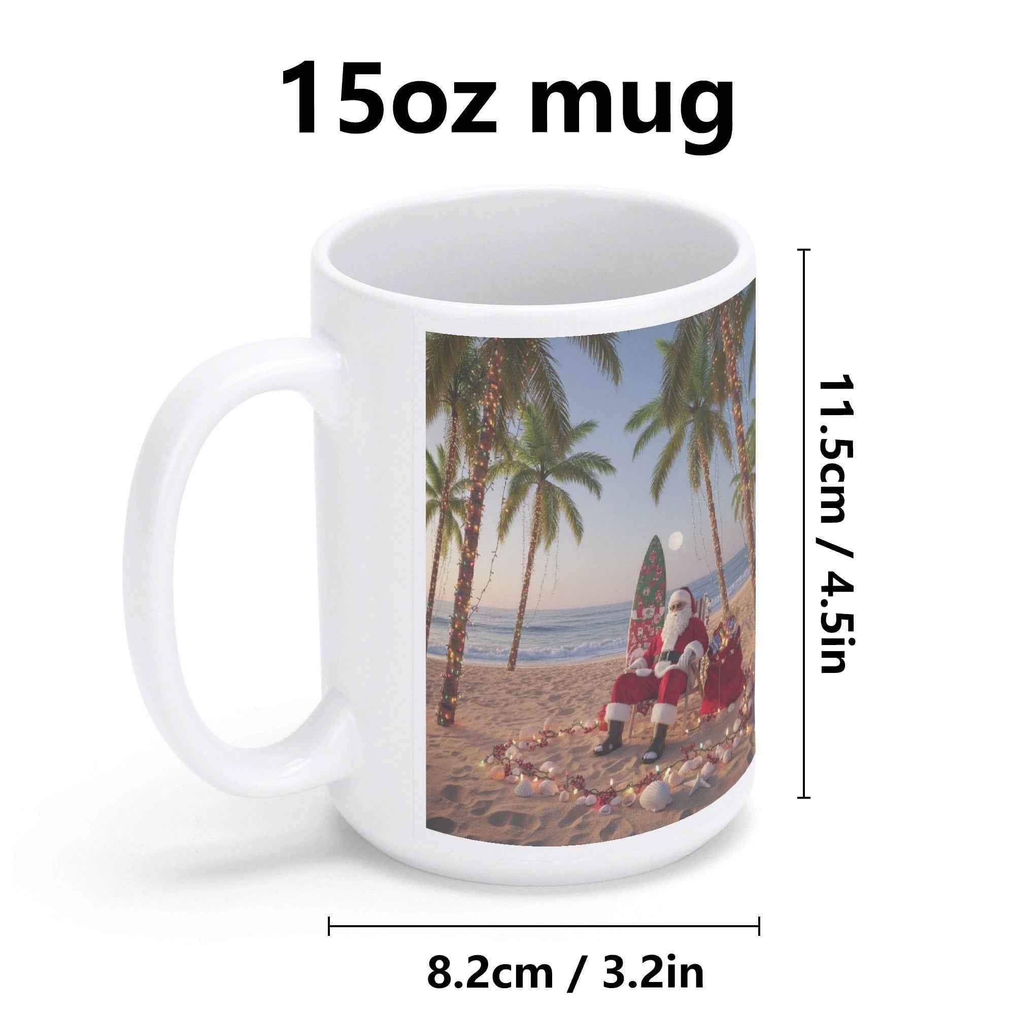 Right hand Tropical Santa White Glossy Mug (15 oz)