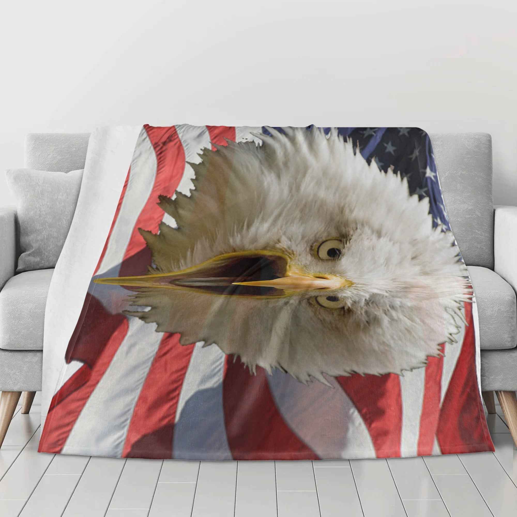 Defending Eagle ~ Made in the USA by Multiple Size Flannel Breathable Blankets (Free Shipping and Shipped in US)