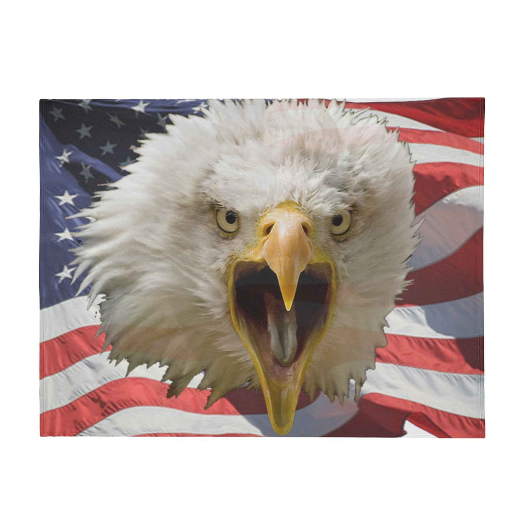 Defending Eagle ~ Made in the USA by Multiple Size Flannel Breathable Blankets (Free Shipping and Shipped in US)