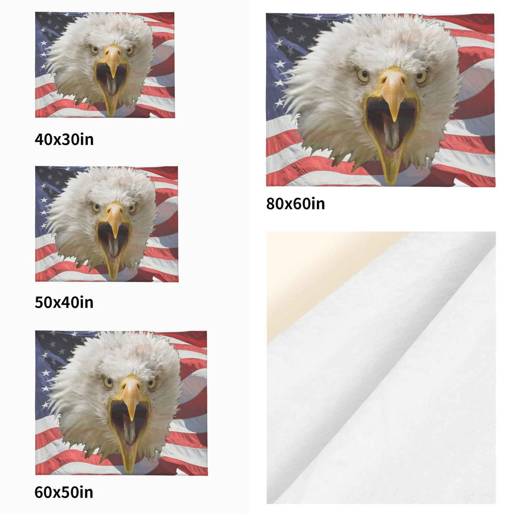 Defending Eagle ~ Made in the USA by Multiple Size Flannel Breathable Blankets (Free Shipping and Shipped in US)