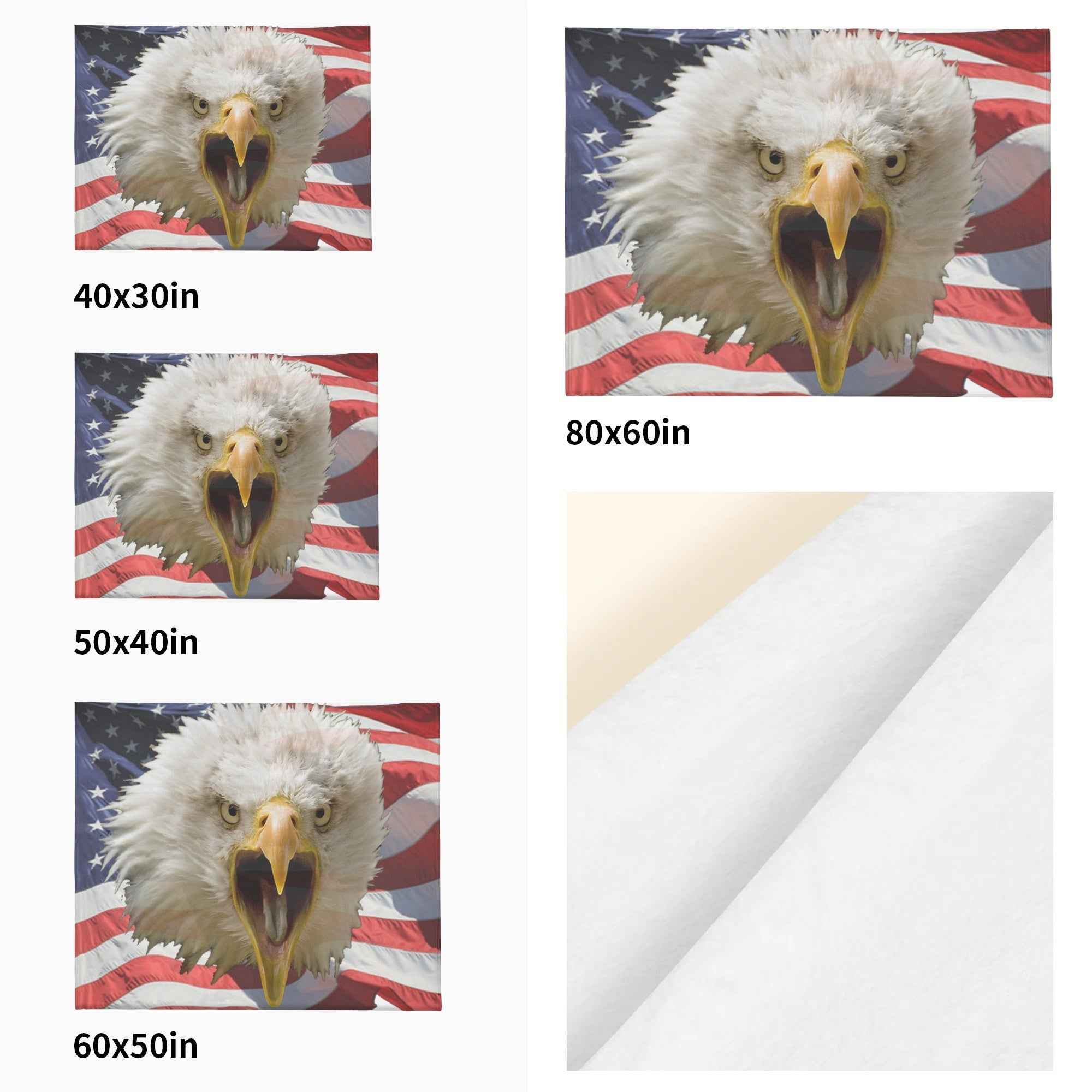 Defending Eagle ~ Made in the USA by Multiple Size Flannel Breathable Blankets (Free Shipping and Shipped in US)