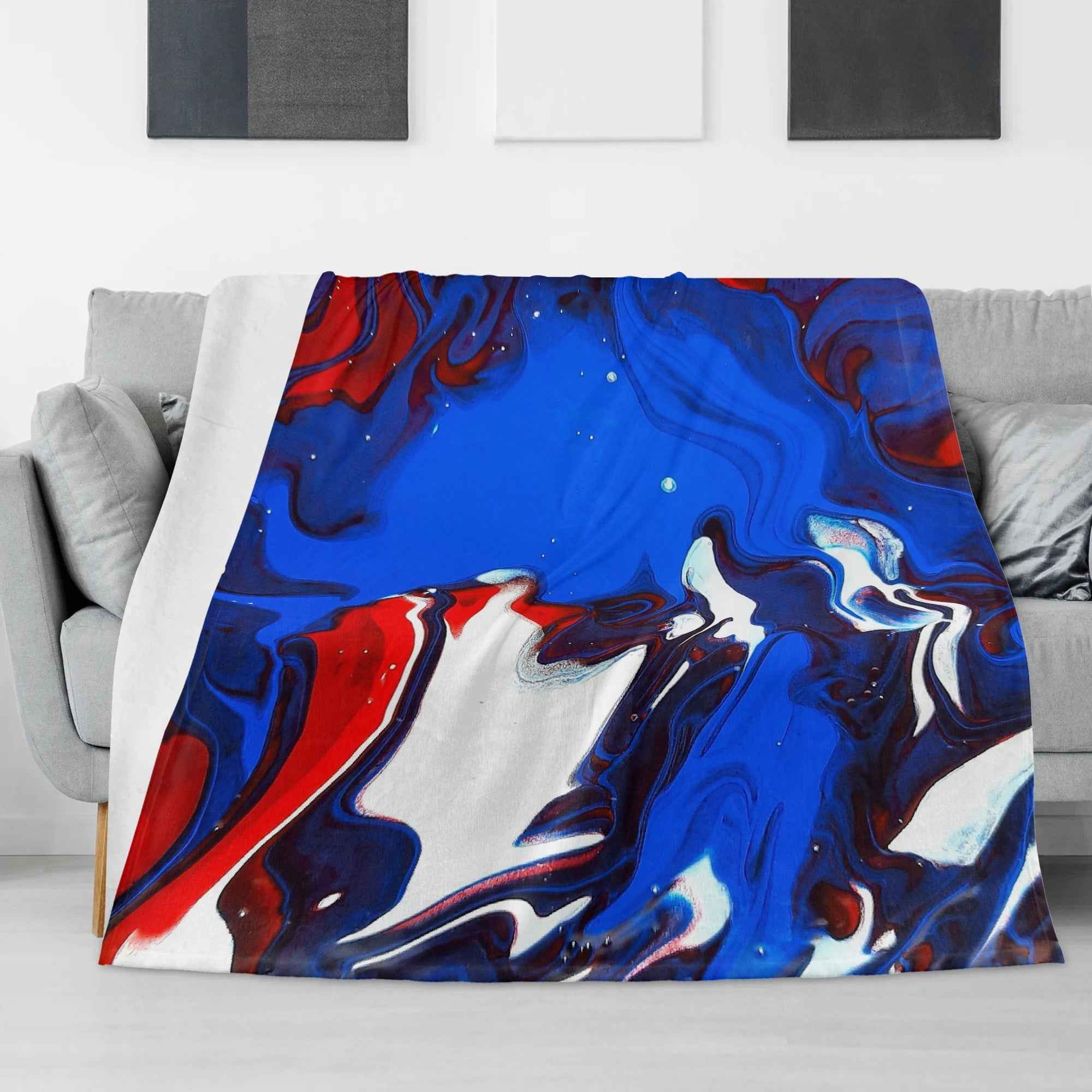 Red, White, and Blue ~ Made in the USA by Multiple Size Flannel Breathable Blankets (Free Shipping and Shipped in US)