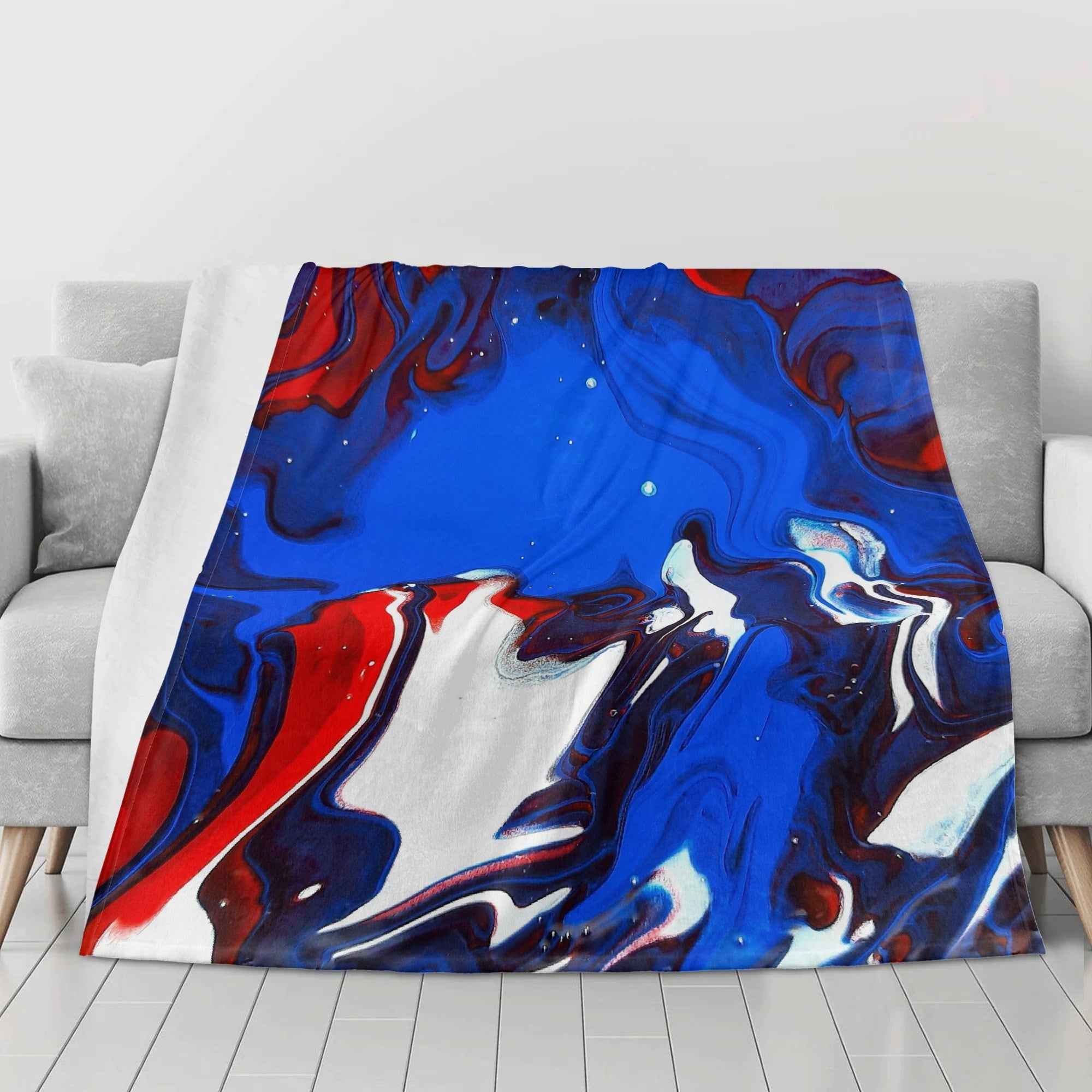 Red, White, and Blue ~ Made in the USA by Multiple Size Flannel Breathable Blankets (Free Shipping and Shipped in US)