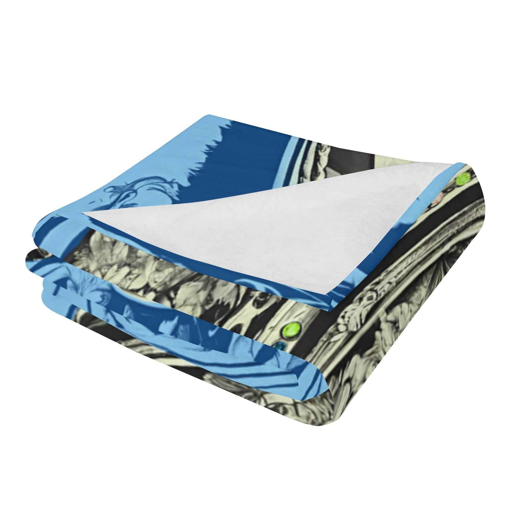 Blue Jeweled Vintage Portrait ~ Made in the USA by Multiple Size Flannel Breathable Blankets (Free Shipping and Shipped in US)