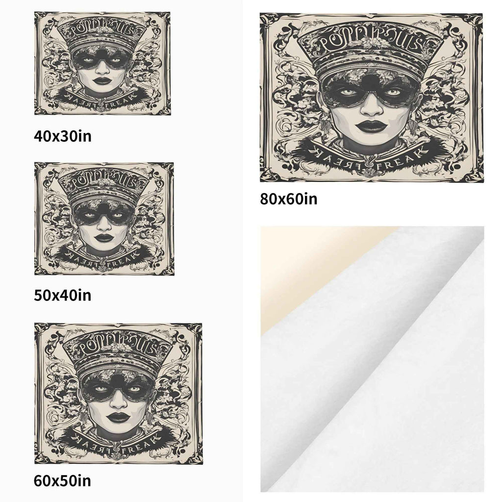 Vintage Portrait ~ Made in the USA by Multiple Size Flannel Breathable Blankets (Free Shipping and Shipped in US)