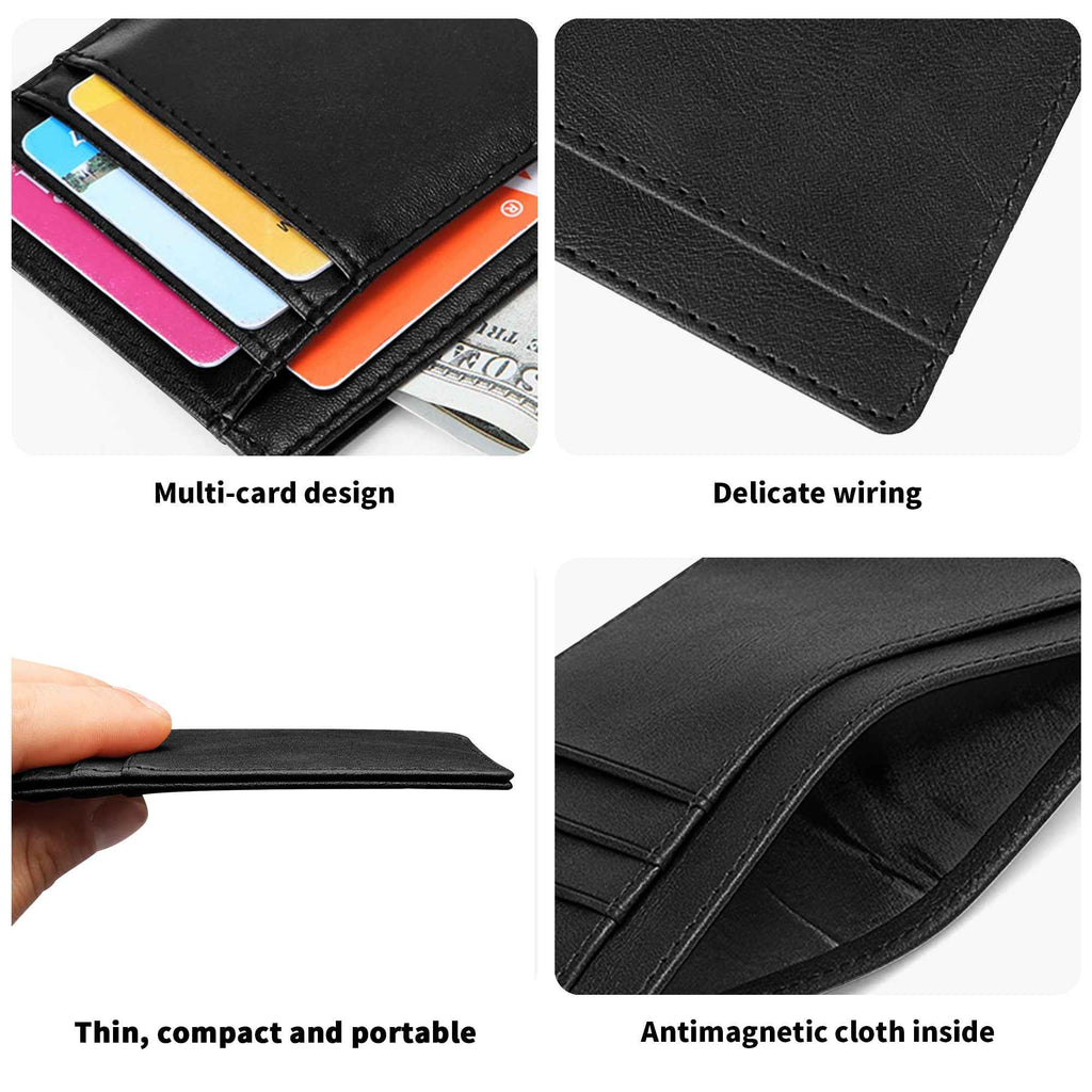 Minimalist Leather Wallet for ID Cards - Front Pocket Blocking Design